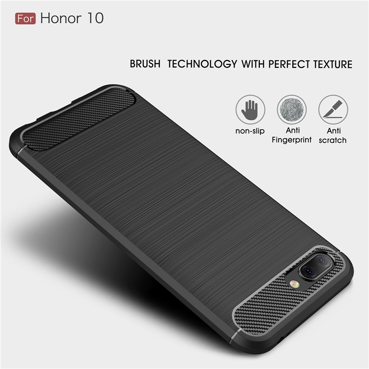 Carbon Fiber Texture Brushed TPU Mobile Phone Case for Huawei Honor 10 - Black-3