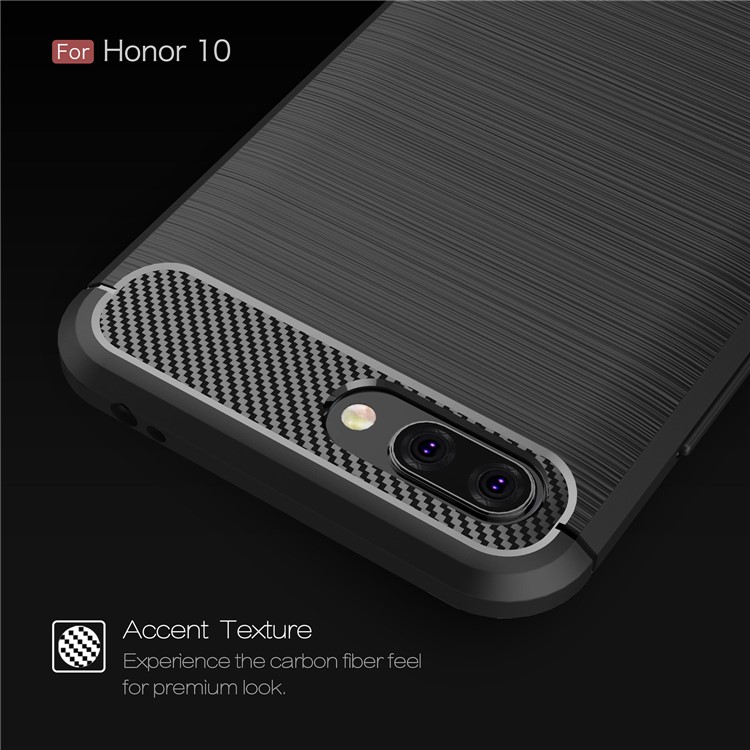 Carbon Fiber Texture Brushed TPU Mobile Phone Case for Huawei Honor 10 - Black-4