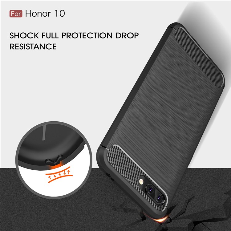 Carbon Fiber Texture Brushed TPU Mobile Phone Case for Huawei Honor 10 - Black-6