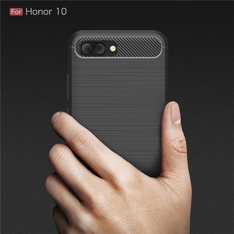 Carbon Fiber Texture Brushed TPU Mobile Phone Case for Huawei Honor 10 - Black-8