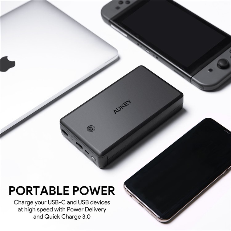 AUKEY PB-Y7 30000mAh Portable USB-C Quick Charge 3.0 Power Bank with Power Deliver-2