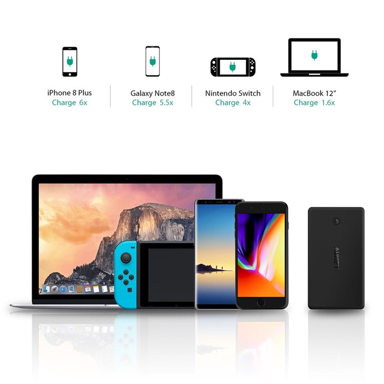 AUKEY PB-Y7 30000mAh Portable USB-C Quick Charge 3.0 Power Bank with Power Deliver-7