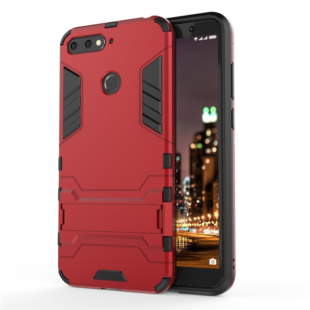 Cool Guard PC TPU Kickstand Shell for Huawei Honor 7A (with Fingerprint Sensor)/Honor 7A Pro/Enjoy 8e - Red-2