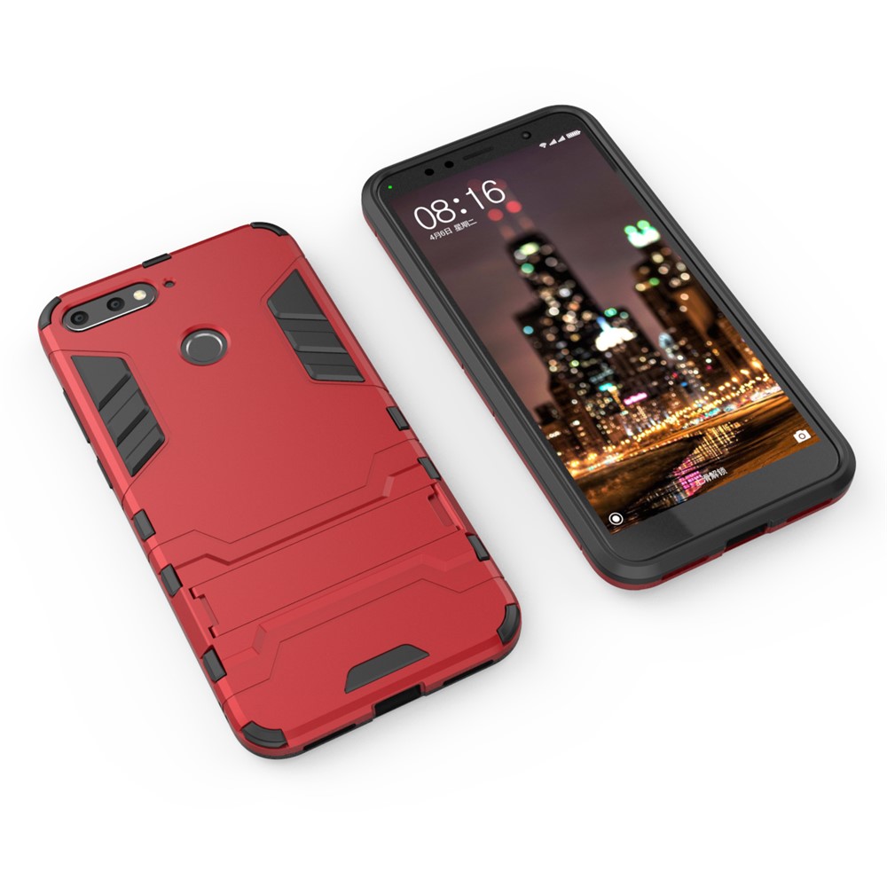 Cool Guard PC TPU Kickstand Shell for Huawei Honor 7A (with Fingerprint Sensor)/Honor 7A Pro/Enjoy 8e - Red-4