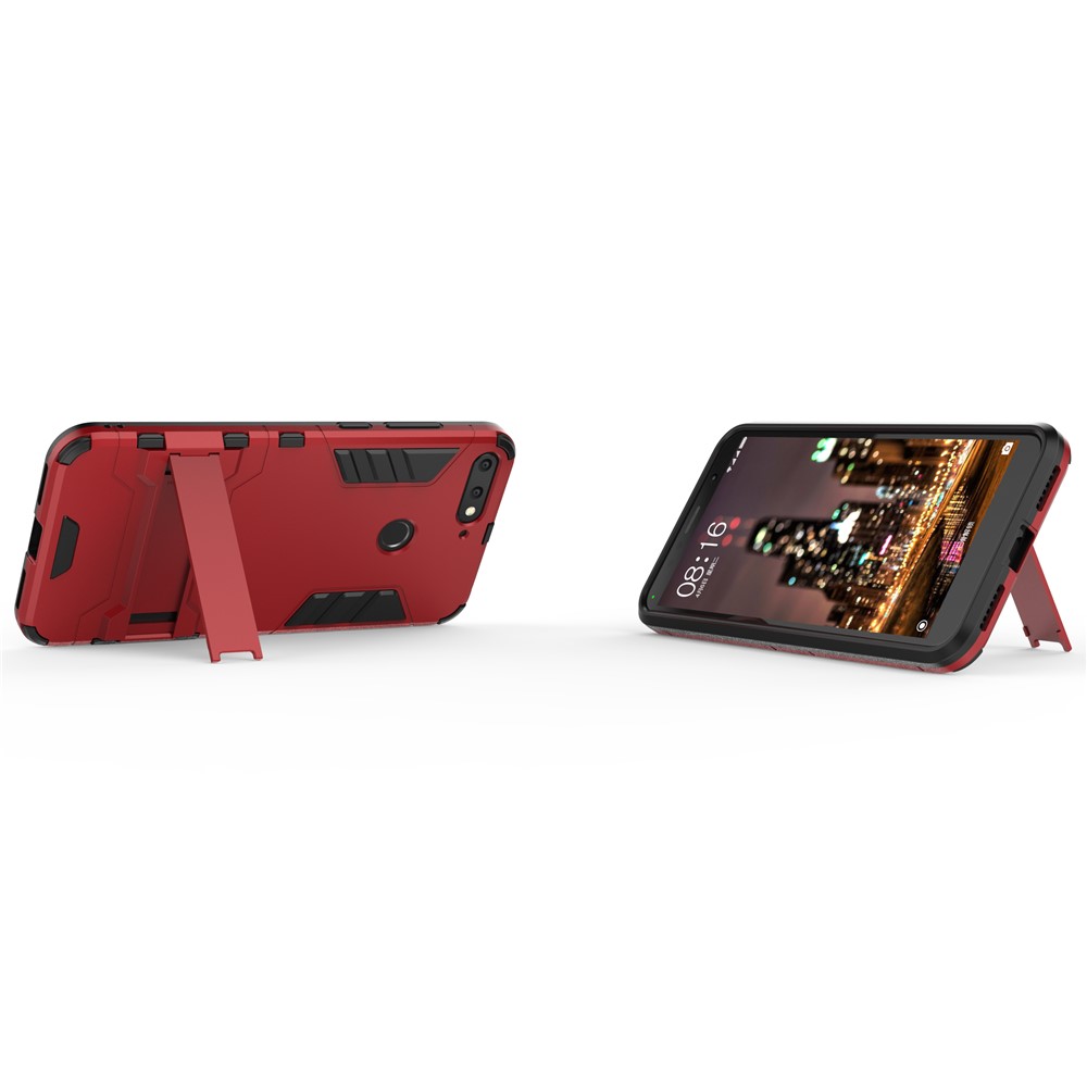 Cool Guard PC TPU Kickstand Shell for Huawei Honor 7A (with Fingerprint Sensor)/Honor 7A Pro/Enjoy 8e - Red-5