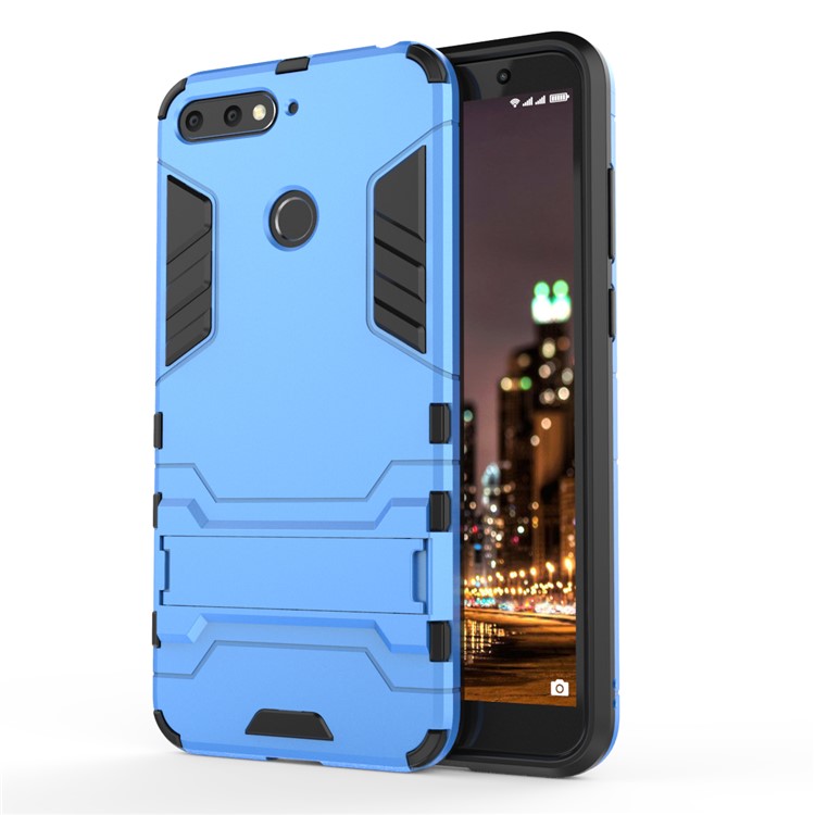 Cool Guard PC TPU Kickstand Casing for Huawei Honor 7A (with Fingerprint Sensor)/Honor 7A Pro/Enjoy 8e - Baby Blue-2