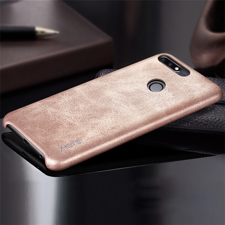 X-LEVEL Vintage Leather Coated PC Mobile Phone Case for Huawei Honor 7C/Enjoy 8 - Brown-1