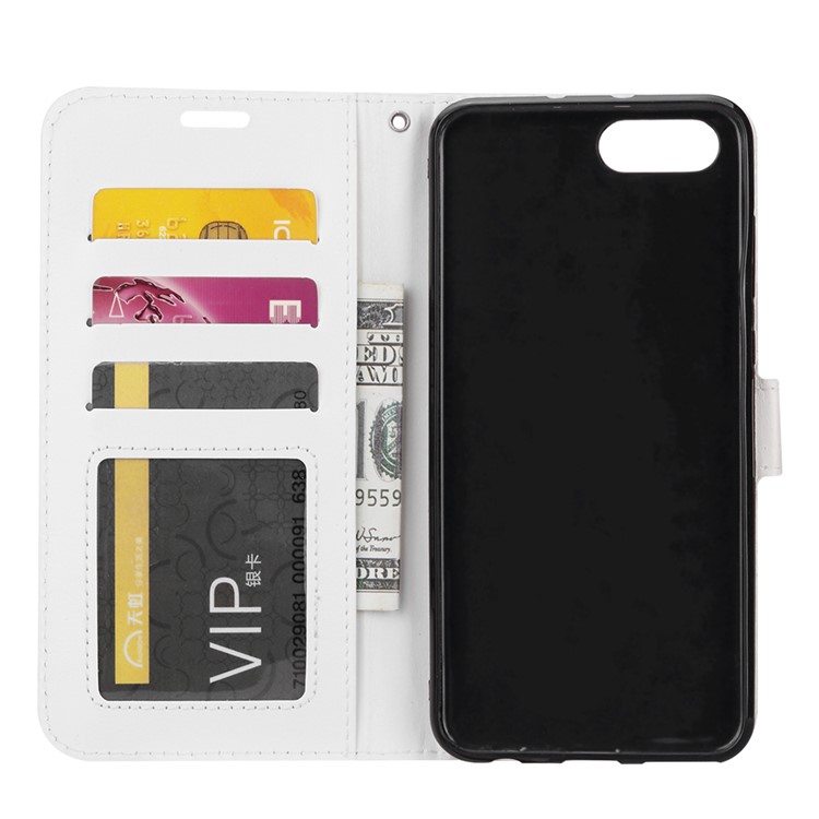 Crazy Horse Wallet Leather Stand Cover for Huawei Honor 10 - White-4