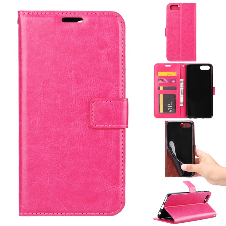 Cavalo Louco Couro Magnético Ficar Tampa Para Honra Huawei 10 - Rosa-1
