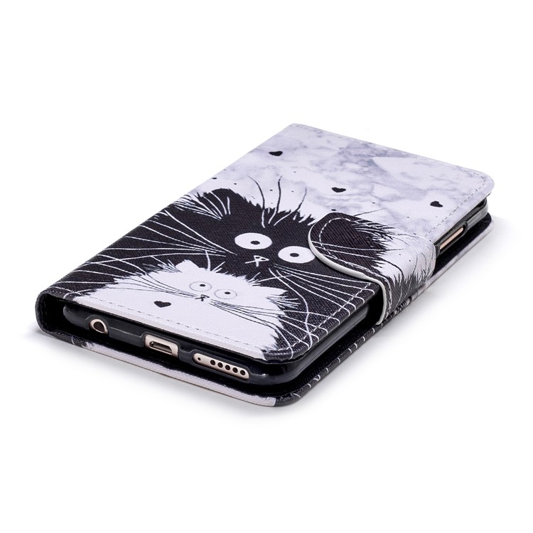 Pattern Printing Leather Wallet Case for Huawei Honor 7C / Enjoy 8 / Y7 Prime (2018) - Black and White Cat-4