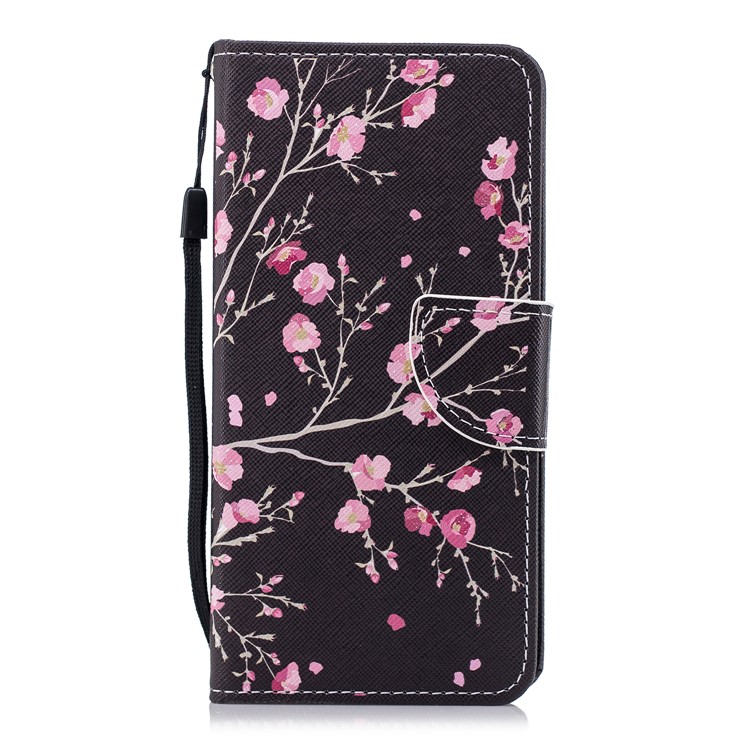 Pattern Printing Leather Wallet Shell Case for Huawei Honor 7C / Enjoy 8 / Y7 Prime (2018) - Pink Flowers-1