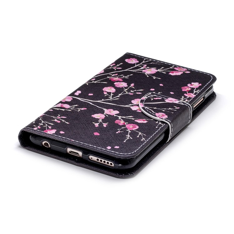 Pattern Printing Leather Wallet Shell Case for Huawei Honor 7C / Enjoy 8 / Y7 Prime (2018) - Pink Flowers-3