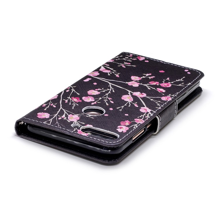 Pattern Printing Leather Wallet Shell Case for Huawei Honor 7C / Enjoy 8 / Y7 Prime (2018) - Pink Flowers-4
