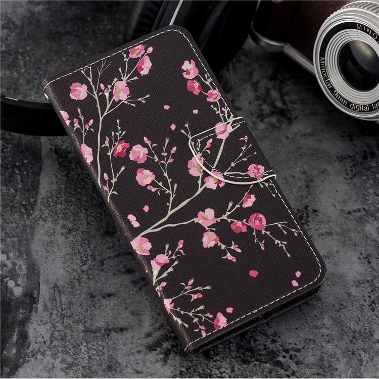 Pattern Printing Leather Wallet Shell Case for Huawei Honor 7C / Enjoy 8 / Y7 Prime (2018) - Pink Flowers-6
