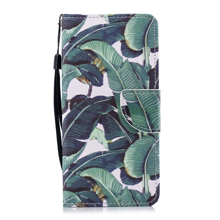 Pattern Printing Magnetic Leather Wallet Case for Huawei Honor 7C / Enjoy 8 / Y7 Prime (2018) - Leaf Pattern-1
