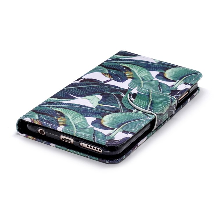 Pattern Printing Magnetic Leather Wallet Case for Huawei Honor 7C / Enjoy 8 / Y7 Prime (2018) - Leaf Pattern-3