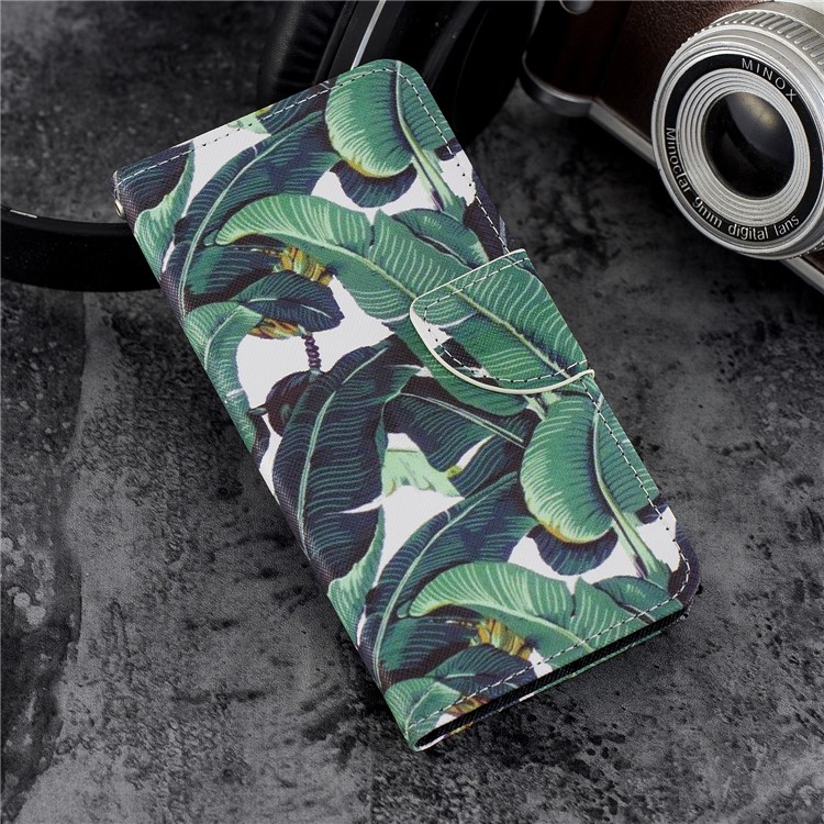 Pattern Printing Magnetic Leather Wallet Case for Huawei Honor 7C / Enjoy 8 / Y7 Prime (2018) - Leaf Pattern-6