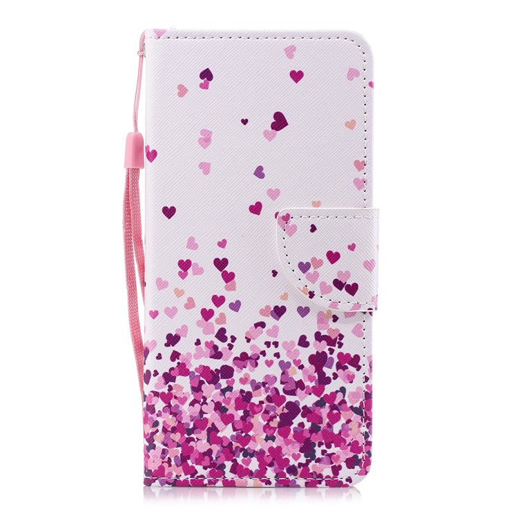 Pattern Printing Wallet Leather Stand Case for Huawei Honor 7C / Enjoy 8 / Y7 Prime (2018) - Hearts Pattern-1