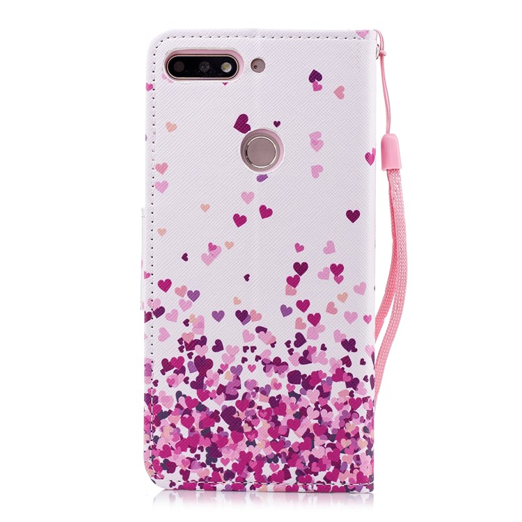 Pattern Printing Wallet Leather Stand Case for Huawei Honor 7C / Enjoy 8 / Y7 Prime (2018) - Hearts Pattern-2