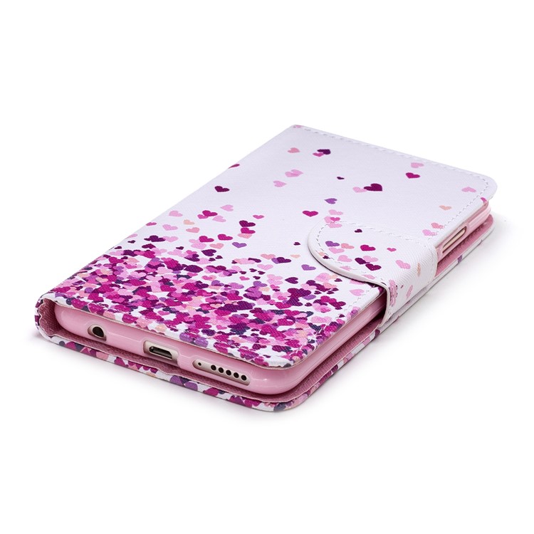 Pattern Printing Wallet Leather Stand Case for Huawei Honor 7C / Enjoy 8 / Y7 Prime (2018) - Hearts Pattern-3