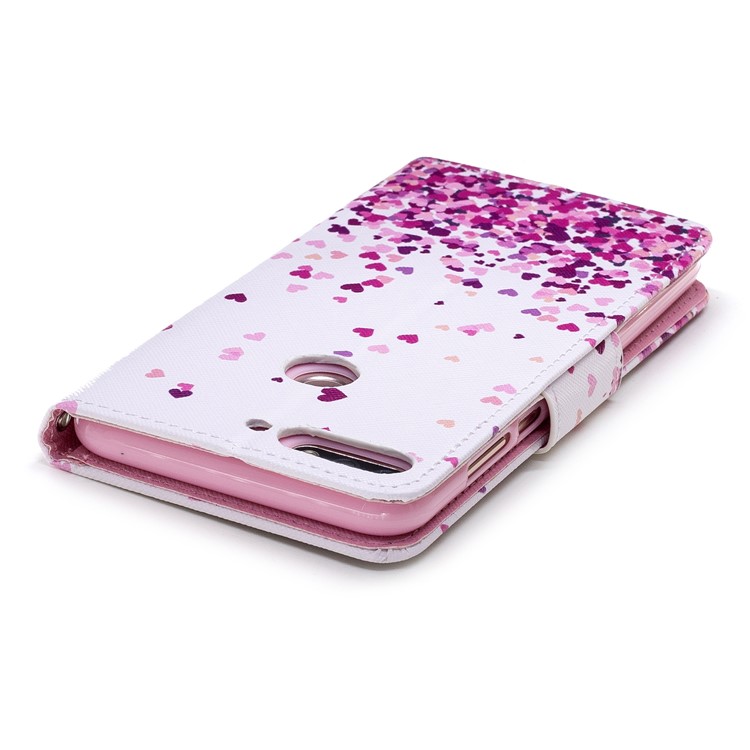 Pattern Printing Wallet Leather Stand Case for Huawei Honor 7C / Enjoy 8 / Y7 Prime (2018) - Hearts Pattern-4