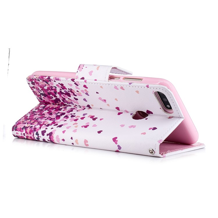 Pattern Printing Wallet Leather Stand Case for Huawei Honor 7C / Enjoy 8 / Y7 Prime (2018) - Hearts Pattern-5