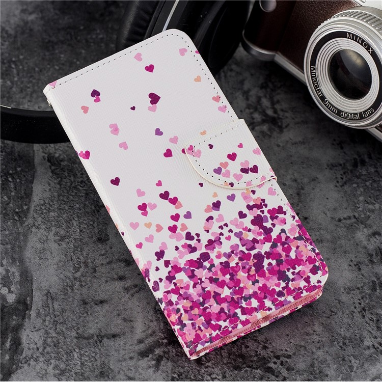 Pattern Printing Wallet Leather Stand Case for Huawei Honor 7C / Enjoy 8 / Y7 Prime (2018) - Hearts Pattern-6