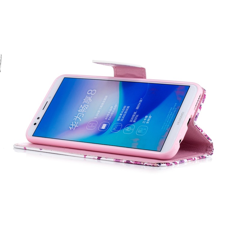 Pattern Printing Wallet Leather Stand Case for Huawei Honor 7C / Enjoy 8 / Y7 Prime (2018) - Hearts Pattern-8