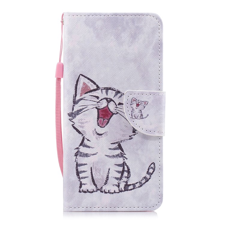 Pattern Printing PU Leather Wallet Case for Huawei Honor 7C / Enjoy 8 / Y7 Prime (2018) - Cat Pattern-1