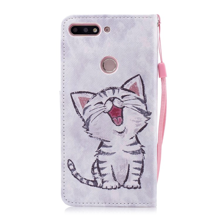 Pattern Printing PU Leather Wallet Case for Huawei Honor 7C / Enjoy 8 / Y7 Prime (2018) - Cat Pattern-2