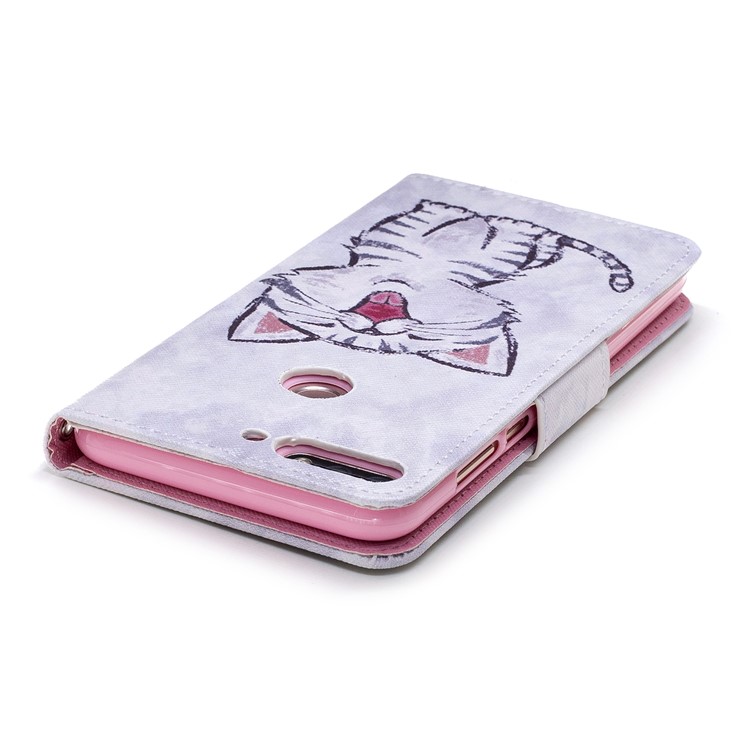 Pattern Printing PU Leather Wallet Case for Huawei Honor 7C / Enjoy 8 / Y7 Prime (2018) - Cat Pattern-4
