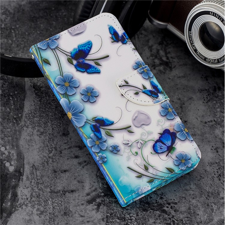 Pattern Printing Magnetic Leather Stand Cover for Huawei Honor 7C / Enjoy 8 / Y7 Prime (2018) - Blue Flowers-6