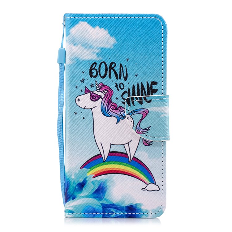 Pattern Printing Stand Leather Wallet Case for Huawei Honor 7C / Enjoy 8 / Y7 Prime (2018) - Unicorn Pattern-1
