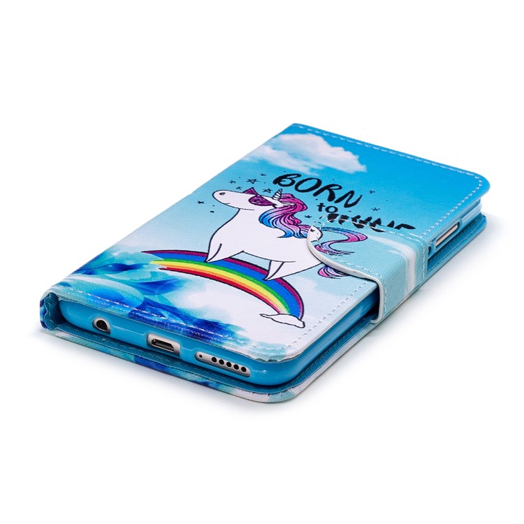 Pattern Printing Stand Leather Wallet Case for Huawei Honor 7C / Enjoy 8 / Y7 Prime (2018) - Unicorn Pattern-3