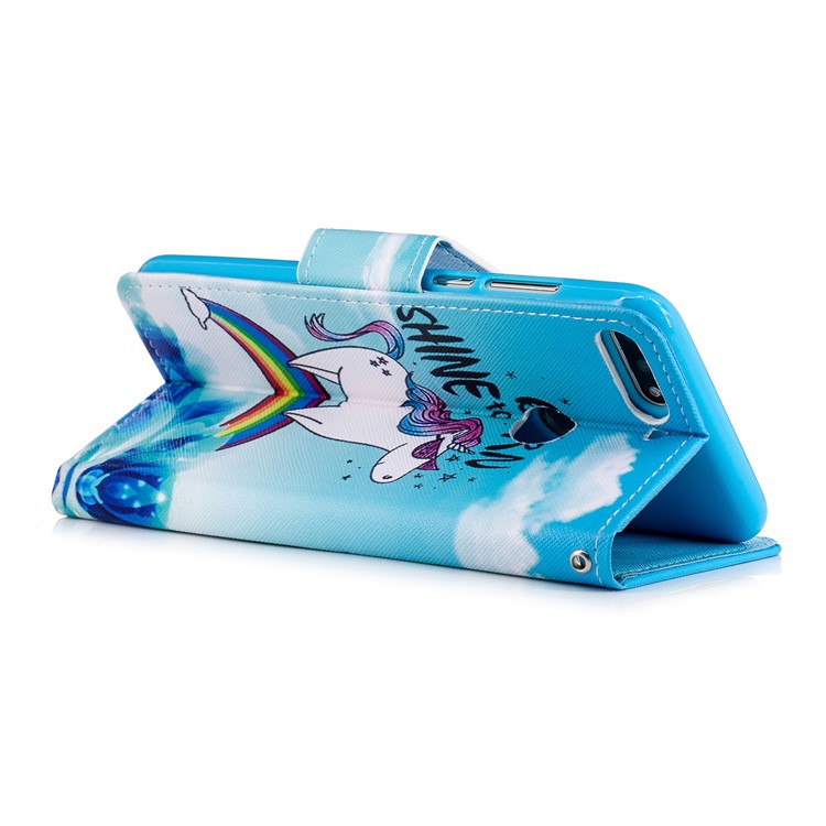 Pattern Printing Stand Leather Wallet Case for Huawei Honor 7C / Enjoy 8 / Y7 Prime (2018) - Unicorn Pattern-5