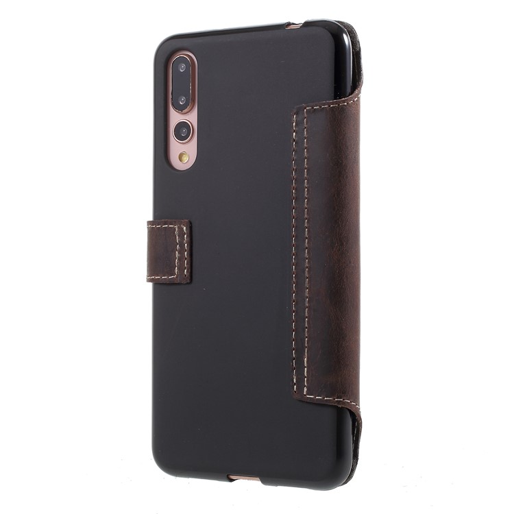 Genuine Leather Wallet Phone Case for Huawei P20 Pro - Black-3