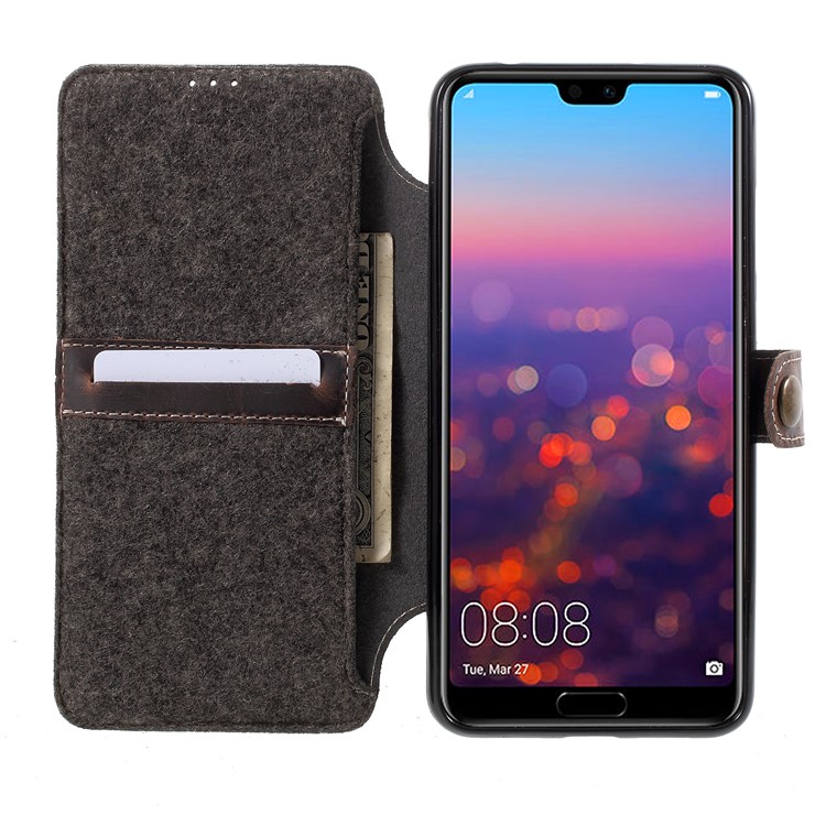 Genuine Leather Wallet Phone Case for Huawei P20 Pro - Black-4