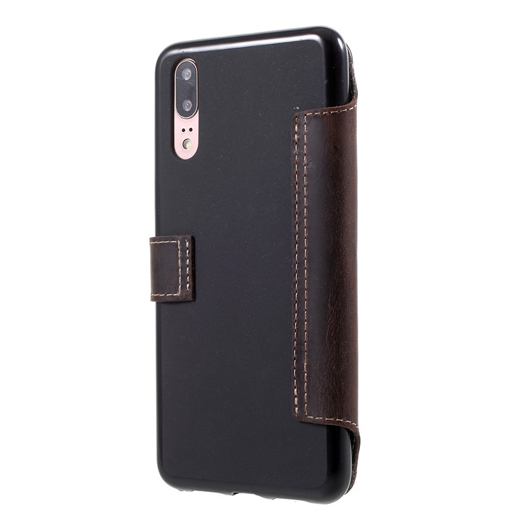 Genuine Leather Wallet Mobile Phone Case for Huawei P20 - Black-3