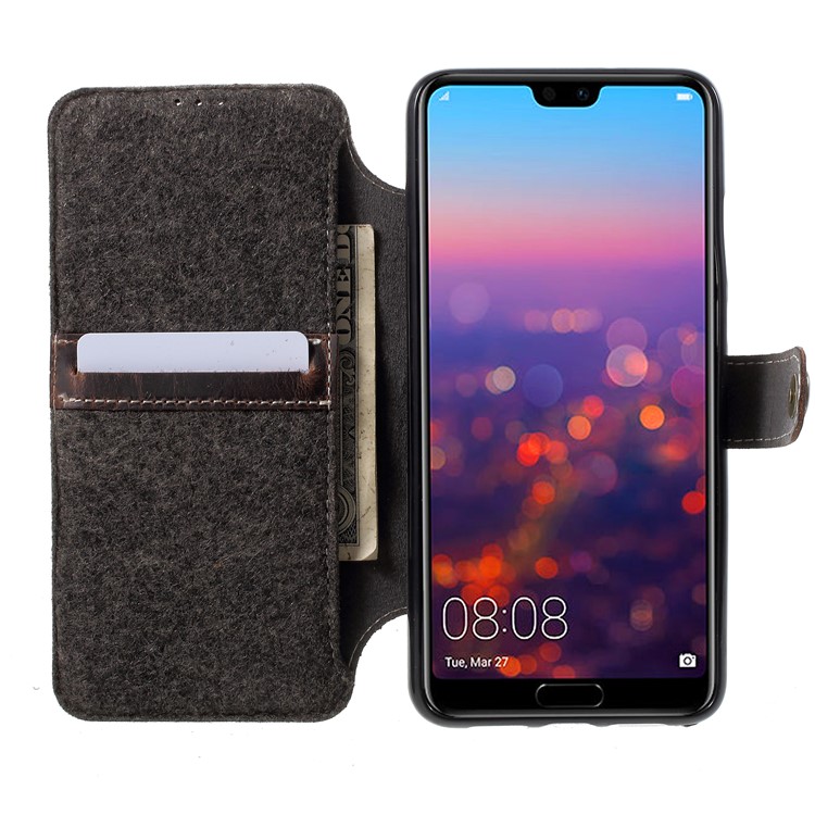Genuine Leather Wallet Mobile Phone Case for Huawei P20 - Black-4