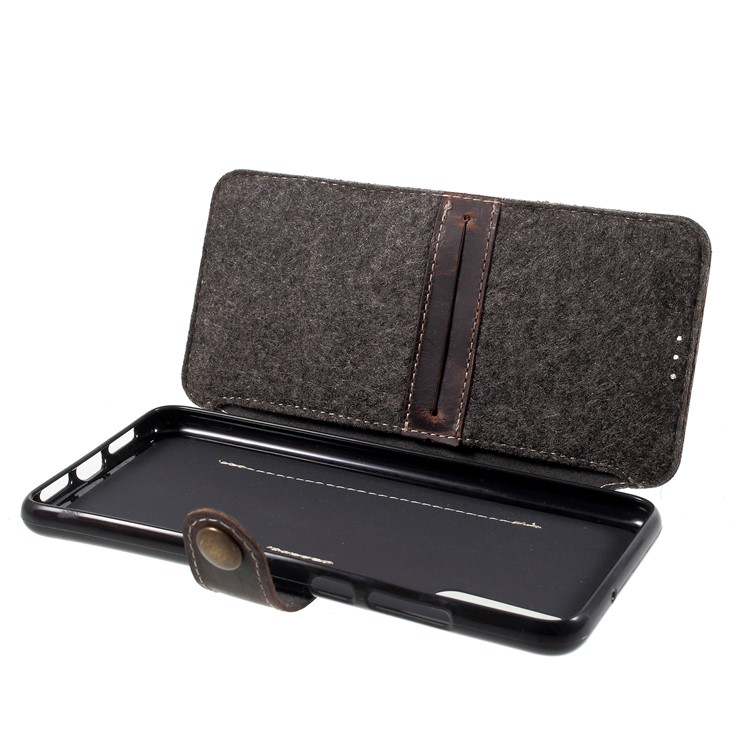 Genuine Leather Wallet Mobile Phone Case for Huawei P20 - Black-5