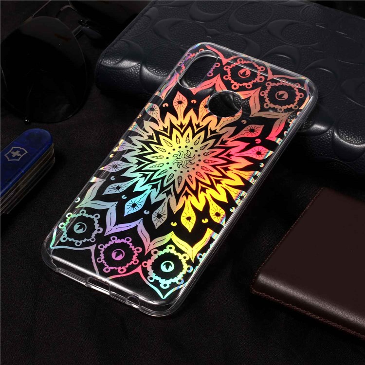 Colorful Laser Carving Patterned TPU Mobile Casing for Huawei P20 Lite/Nova 3e (China) - Unique Flower-6
