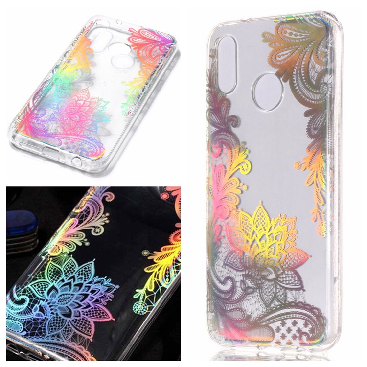 Colorful Laser Carving Patterned TPU Phone Case Accessory for Huawei P20 Lite/Nova 3e (China) - Laser Flower-1