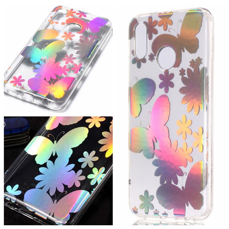 Colorful Laser Carving Patterned TPU Protection Case for Huawei P20 Lite/Nova 3e (China) - Butterflies and Flower-1