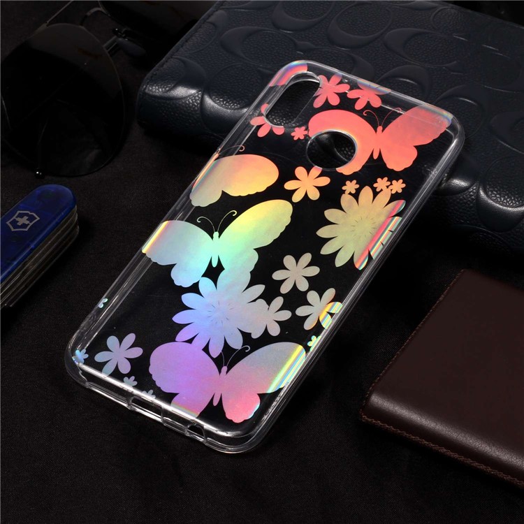 Colorful Laser Carving Patterned TPU Protection Case for Huawei P20 Lite/Nova 3e (China) - Butterflies and Flower-6
