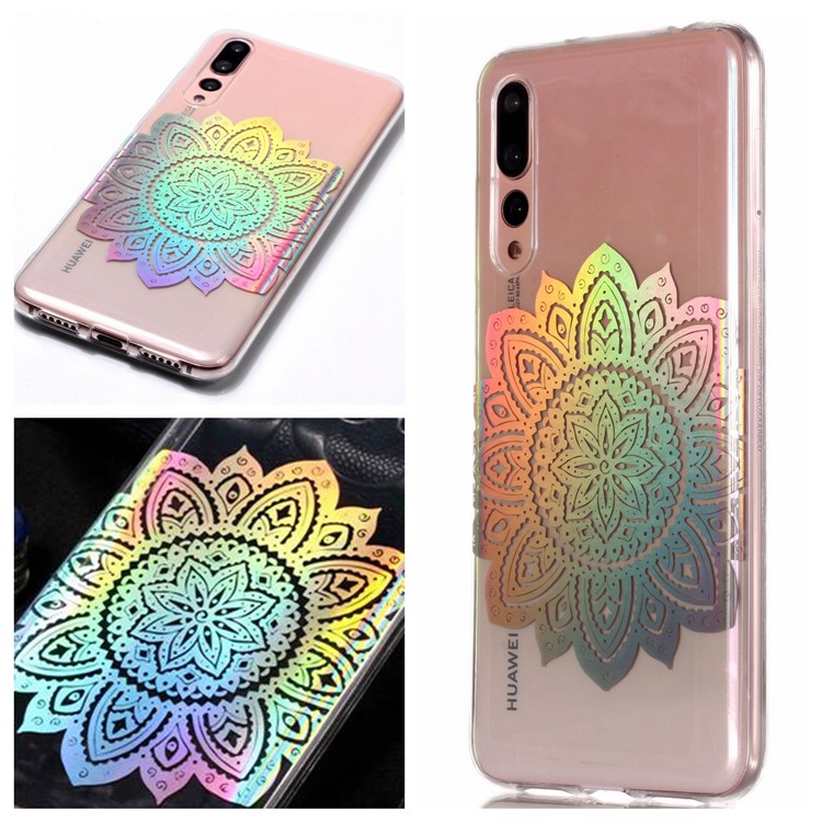 Colorful Laser Carving Patterned TPU Phone Casing for Huawei P20 Pro - Blossom Flower-1