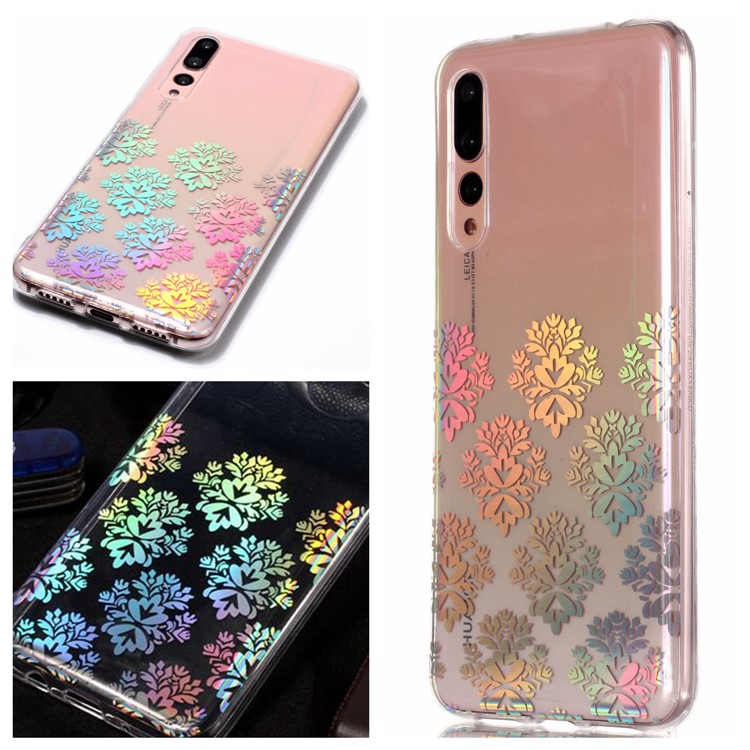 Colorful Laser Carving Patterned TPU Mobile Back Case for Huawei P20 Pro - Elegant Floret-1