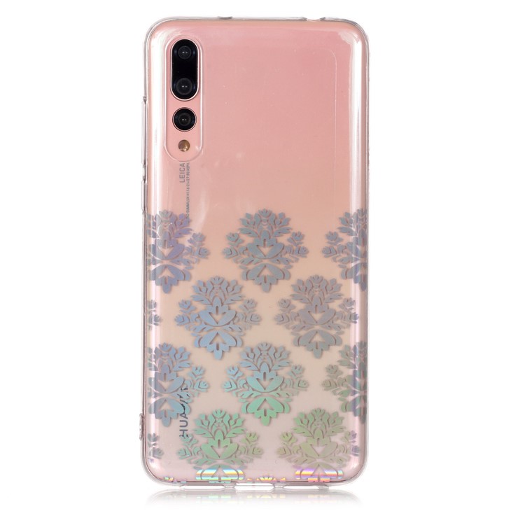 Colorful Laser Carving Patterned TPU Mobile Back Case for Huawei P20 Pro - Elegant Floret-2