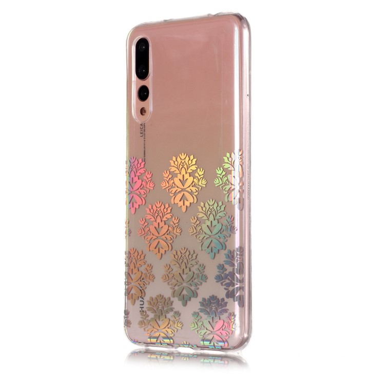 Colorful Laser Carving Patterned TPU Mobile Back Case for Huawei P20 Pro - Elegant Floret-3