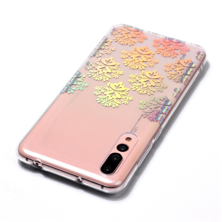 Colorful Laser Carving Patterned TPU Mobile Back Case for Huawei P20 Pro - Elegant Floret-5