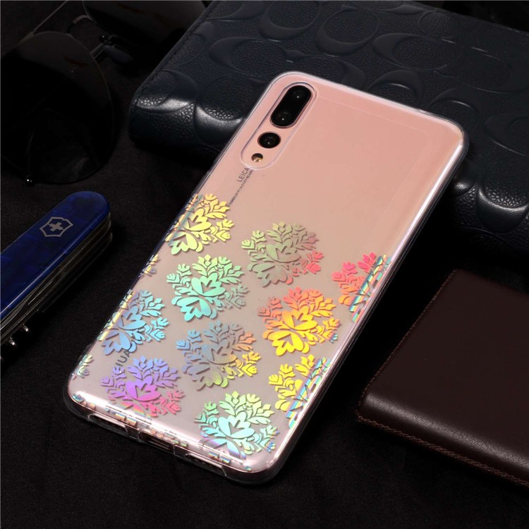 Colorful Laser Carving Patterned TPU Mobile Back Case for Huawei P20 Pro - Elegant Floret-6